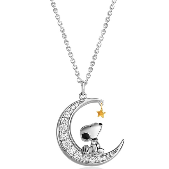 18k 925 Official Authentic Snoopy Diamond Necklace - Picture 1 of 7
